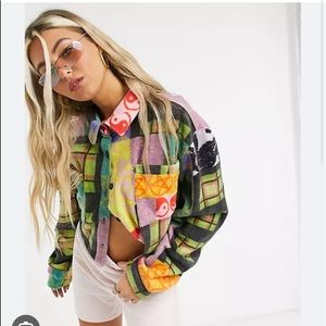 new girl order crop jacket patchwork